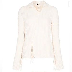 Isa boulder Expandable knit long sleeve ivory  top XS